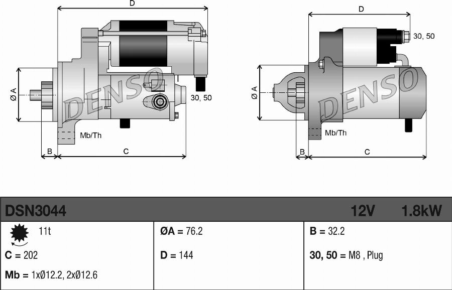 Denso DSN3044 - Стартер avtokuzovplus.com.ua