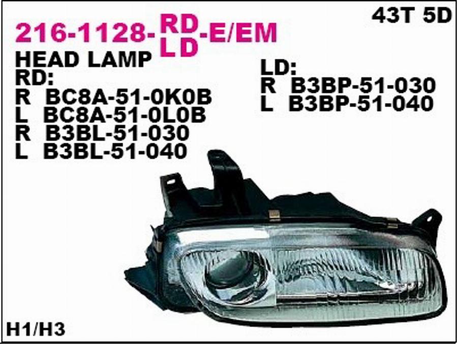 Depo 216-1128L-LD-EM - Основна фара autocars.com.ua