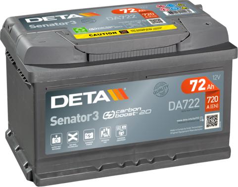 DETA DA722 - Стартерная аккумуляторная батарея, АКБ autodnr.net
