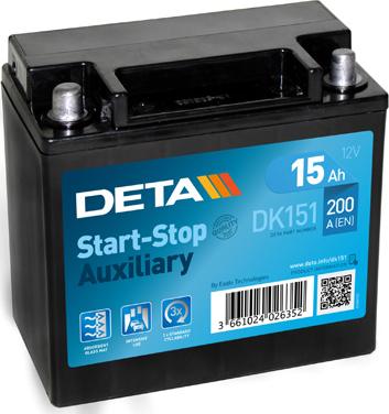 DETA DK151 - Стартерна акумуляторна батарея, АКБ autocars.com.ua