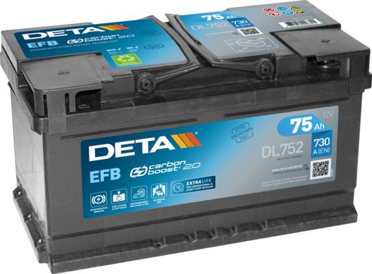 DETA DL752 - Стартерная аккумуляторная батарея, АКБ autodnr.net