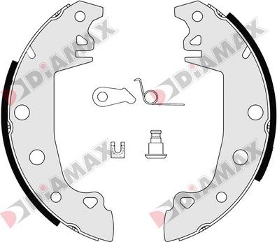 Diamax N01020 - Комплект тормозных колодок, барабанные autodnr.net