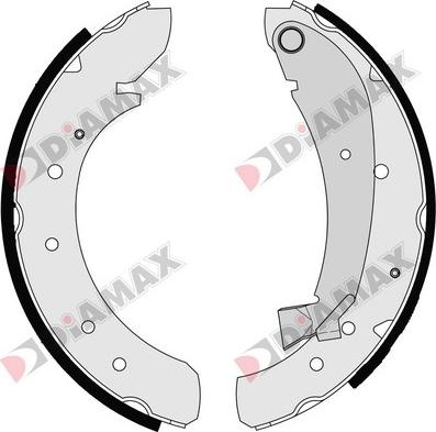 Diamax N01045 - Комплект тормозных колодок, барабанные autodnr.net