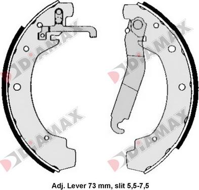 Diamax N01220 - Комплект тормозных колодок, барабанные autodnr.net