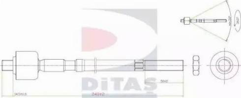 Ditas A2-5387 - Осьовий шарнір, рульова тяга autocars.com.ua