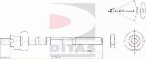 Ditas A2-5537 - Осьовий шарнір, рульова тяга autocars.com.ua