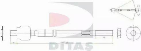Ditas A2-5622 - Осьовий шарнір, рульова тяга autocars.com.ua