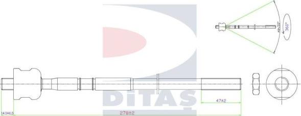 Ditas A2-5636 - Осьовий шарнір, рульова тяга autocars.com.ua