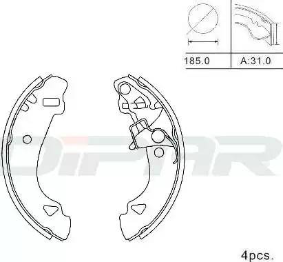 Ditas DPB1004 - Комплект гальм, барабанний механізм autocars.com.ua