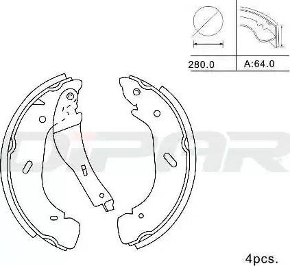 Ditas DPB1010 - Комплект гальм, барабанний механізм autocars.com.ua