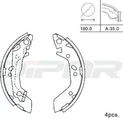 Ditas DPB1012 - Комплект гальм, барабанний механізм autocars.com.ua