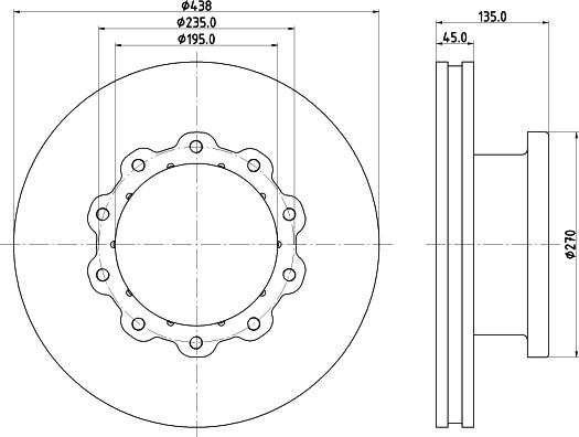 ZF 34023 01 - Гальмівний диск autocars.com.ua