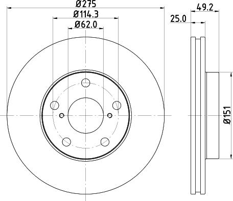 DON PCD18742 - Тормозной диск avtokuzovplus.com.ua