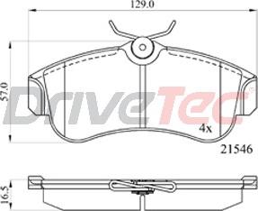 DriveTec DPAD616 - Гальмівні колодки, дискові гальма autocars.com.ua