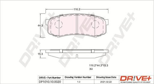 Dr!ve+ DP1010.10.0020 - Гальмівні колодки, дискові гальма autocars.com.ua