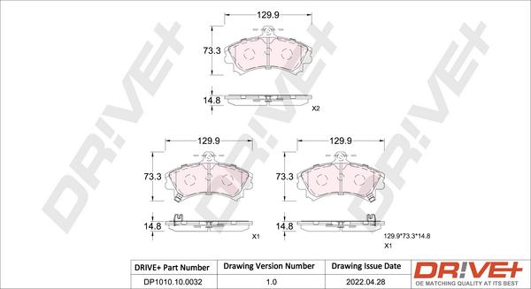 Dr!ve+ DP1010.10.0032 - Гальмівні колодки, дискові гальма autocars.com.ua