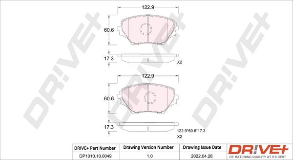 Dr!ve+ DP1010.10.0049 - Гальмівні колодки, дискові гальма autocars.com.ua