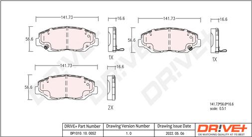 Dr!ve+ DP1010.10.0052 - Гальмівні колодки, дискові гальма autocars.com.ua