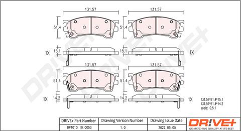 Dr!ve+ DP1010.10.0053 - Гальмівні колодки, дискові гальма autocars.com.ua