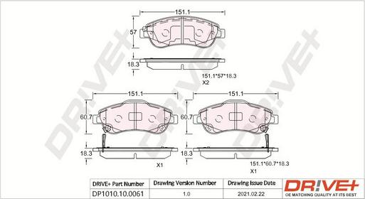 Dr!ve+ DP1010.10.0061 - Гальмівні колодки, дискові гальма autocars.com.ua