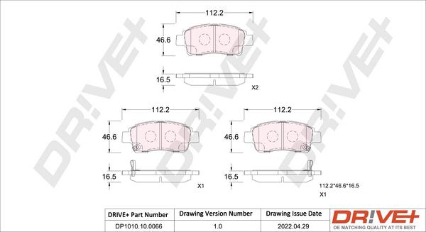 Dr!ve+ DP1010.10.0066 - Гальмівні колодки, дискові гальма autocars.com.ua