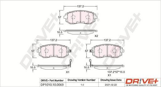 Dr!ve+ DP1010.10.0069 - Тормозные колодки, дисковые, комплект autodnr.net