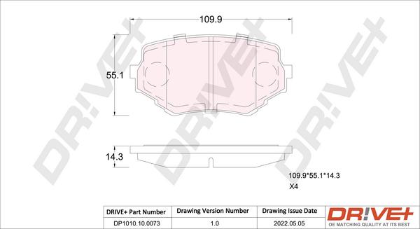 Dr!ve+ DP1010.10.0073 - Гальмівні колодки, дискові гальма autocars.com.ua