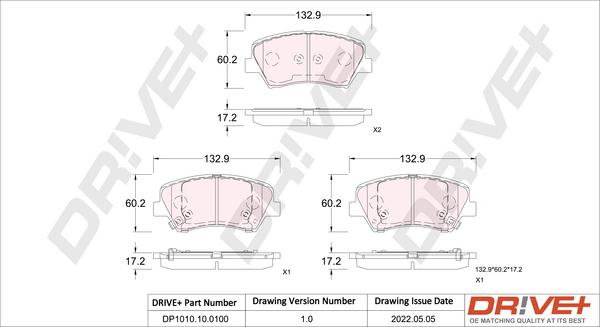 Dr!ve+ DP1010.10.0100 - Гальмівні колодки, дискові гальма autocars.com.ua