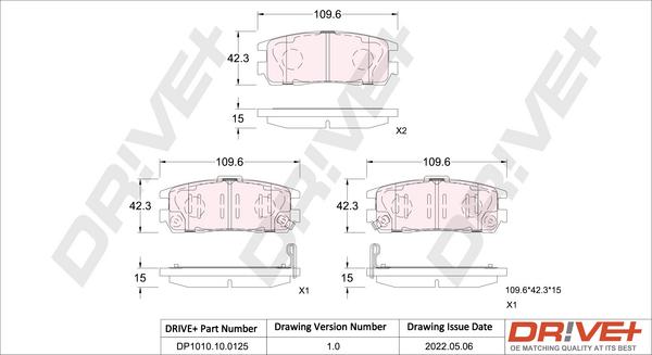 Dr!ve+ DP1010.10.0125 - Гальмівні колодки, дискові гальма autocars.com.ua