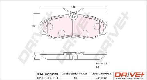 Dr!ve+ DP1010.10.0131 - Тормозные колодки, дисковые, комплект autodnr.net