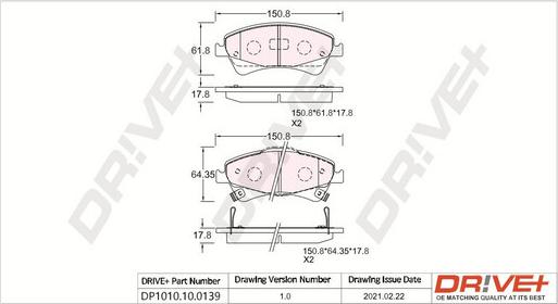 Dr!ve+ DP1010.10.0139 - Гальмівні колодки, дискові гальма autocars.com.ua