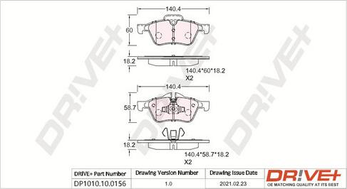 Dr!ve+ DP1010.10.0156 - Гальмівні колодки, дискові гальма autocars.com.ua