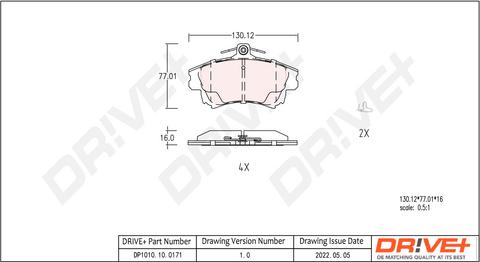 Dr!ve+ DP1010.10.0171 - Гальмівні колодки, дискові гальма autocars.com.ua