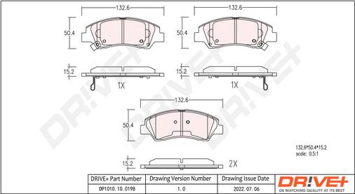 Dr!ve+ DP1010.10.0198 - Гальмівні колодки, дискові гальма autocars.com.ua