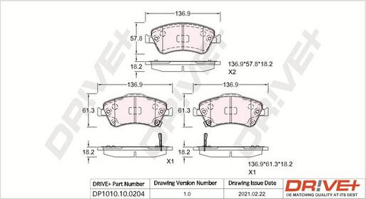 Dr!ve+ DP1010.10.0204 - Гальмівні колодки, дискові гальма autocars.com.ua