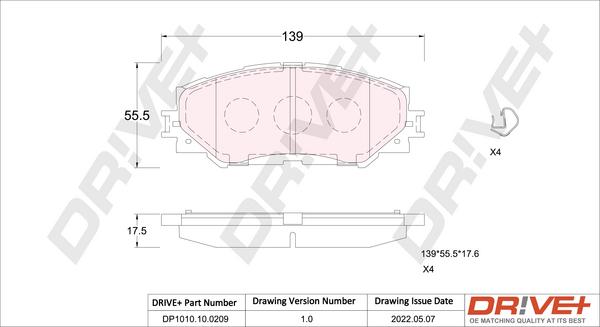 Dr!ve+ DP1010.10.0209 - Тормозные колодки, дисковые, комплект autodnr.net