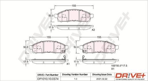 Dr!ve+ DP1010.10.0374 - Гальмівні колодки, дискові гальма autocars.com.ua