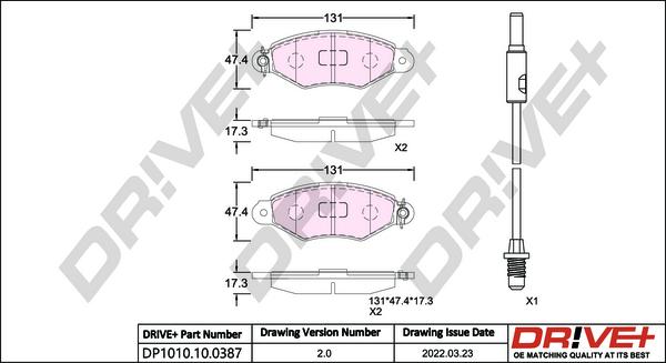 Dr!ve+ DP1010.10.0387 - Гальмівні колодки, дискові гальма autocars.com.ua