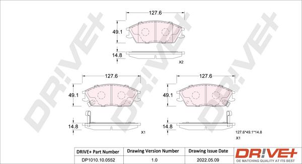 Dr!ve+ DP1010.10.0552 - Гальмівні колодки, дискові гальма autocars.com.ua