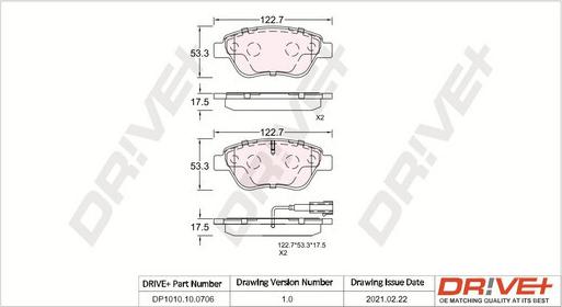 Dr!ve+ DP1010.10.0706 - Гальмівні колодки, дискові гальма autocars.com.ua