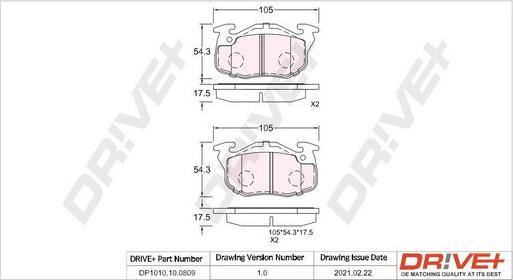 Dr!ve+ DP1010.10.0809 - Гальмівні колодки, дискові гальма autocars.com.ua