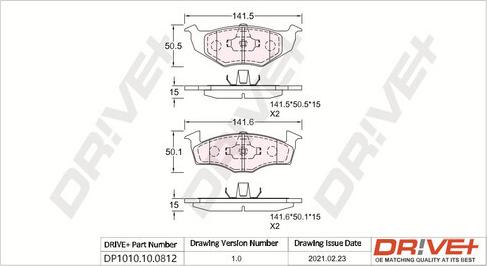 Dr!ve+ DP1010.10.0812 - Гальмівні колодки, дискові гальма autocars.com.ua