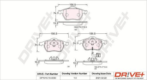 Dr!ve+ DP1010.10.0830 - Гальмівні колодки, дискові гальма autocars.com.ua