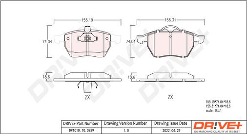 Dr!ve+ DP1010.10.0839 - Гальмівні колодки, дискові гальма autocars.com.ua