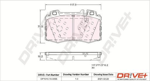 Dr!ve+ DP1010.10.0855 - Гальмівні колодки, дискові гальма autocars.com.ua