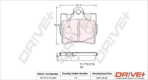 Dr!ve+ DP1010.10.0858 - Гальмівні колодки, дискові гальма autocars.com.ua