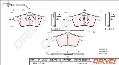 Dr!ve+ DP1010.10.0862 - Гальмівні колодки, дискові гальма autocars.com.ua