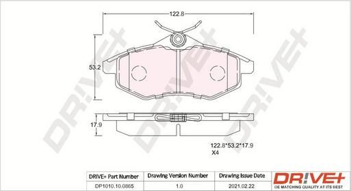 Dr!ve+ DP1010.10.0865 - Гальмівні колодки, дискові гальма autocars.com.ua