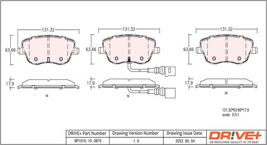 Dr!ve+ DP1010.10.0875 - Гальмівні колодки, дискові гальма autocars.com.ua