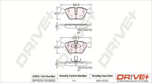 Dr!ve+ DP1010.10.0883 - Гальмівні колодки, дискові гальма autocars.com.ua